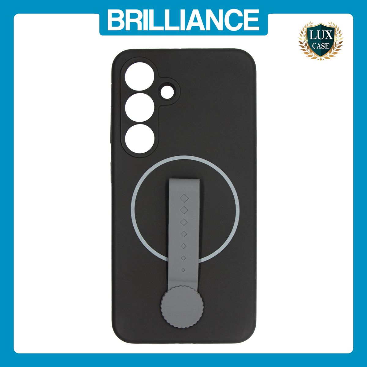 Brilliance LUX Samsung S25 Silicone with BackSide 360Ã‚Â° Rotating Wrist Strap Magnetic Phone Case Black