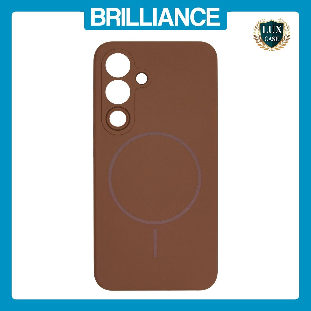 Brilliance LUX Samsung S25 Magnetic Solid Silicone with Open-Area Camera Cutout Phone Case Brown