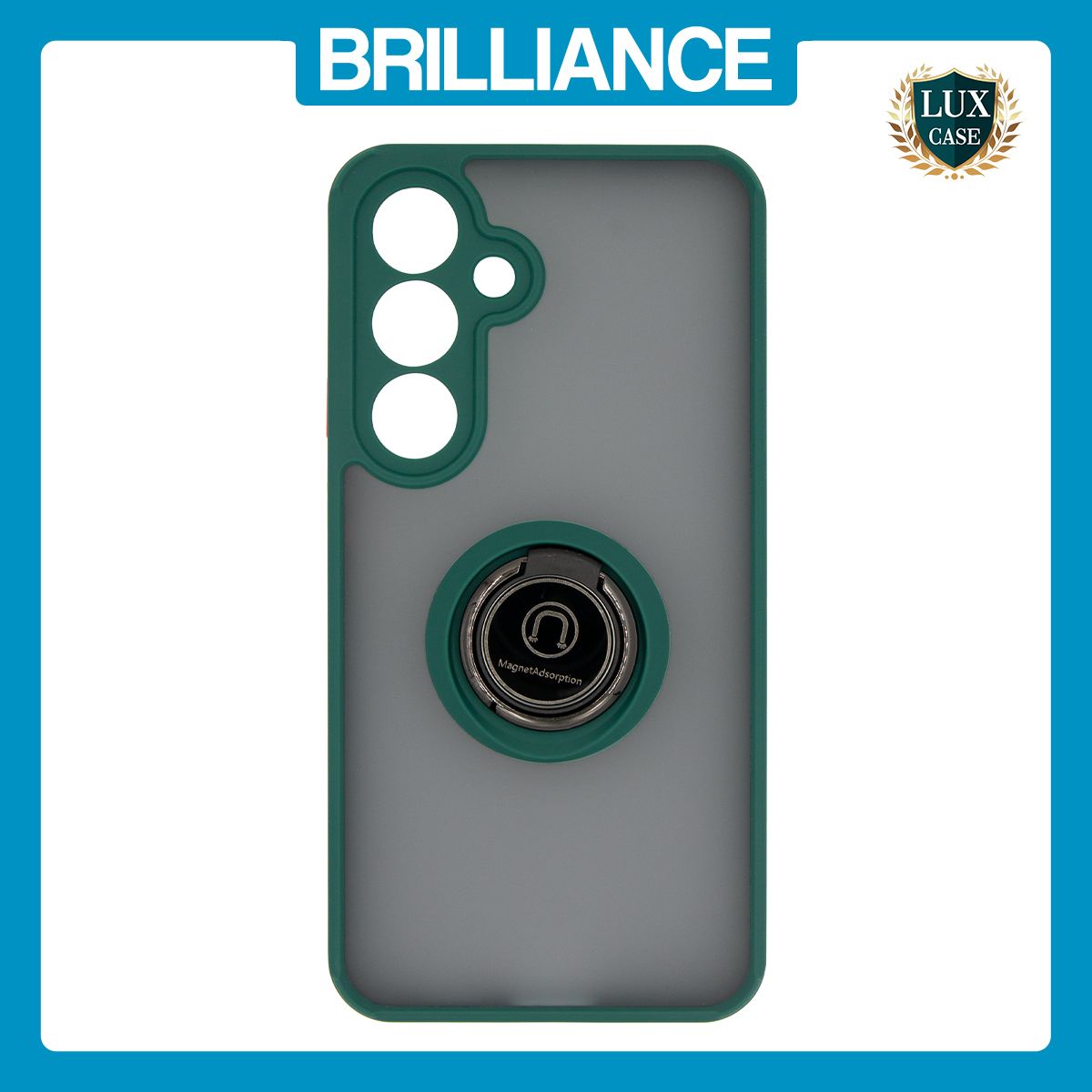 Brilliance LUX Samsung S25 Plus Hybrid Shell Anti-shock Ring Kickstand TPU Matte Case Dark Green