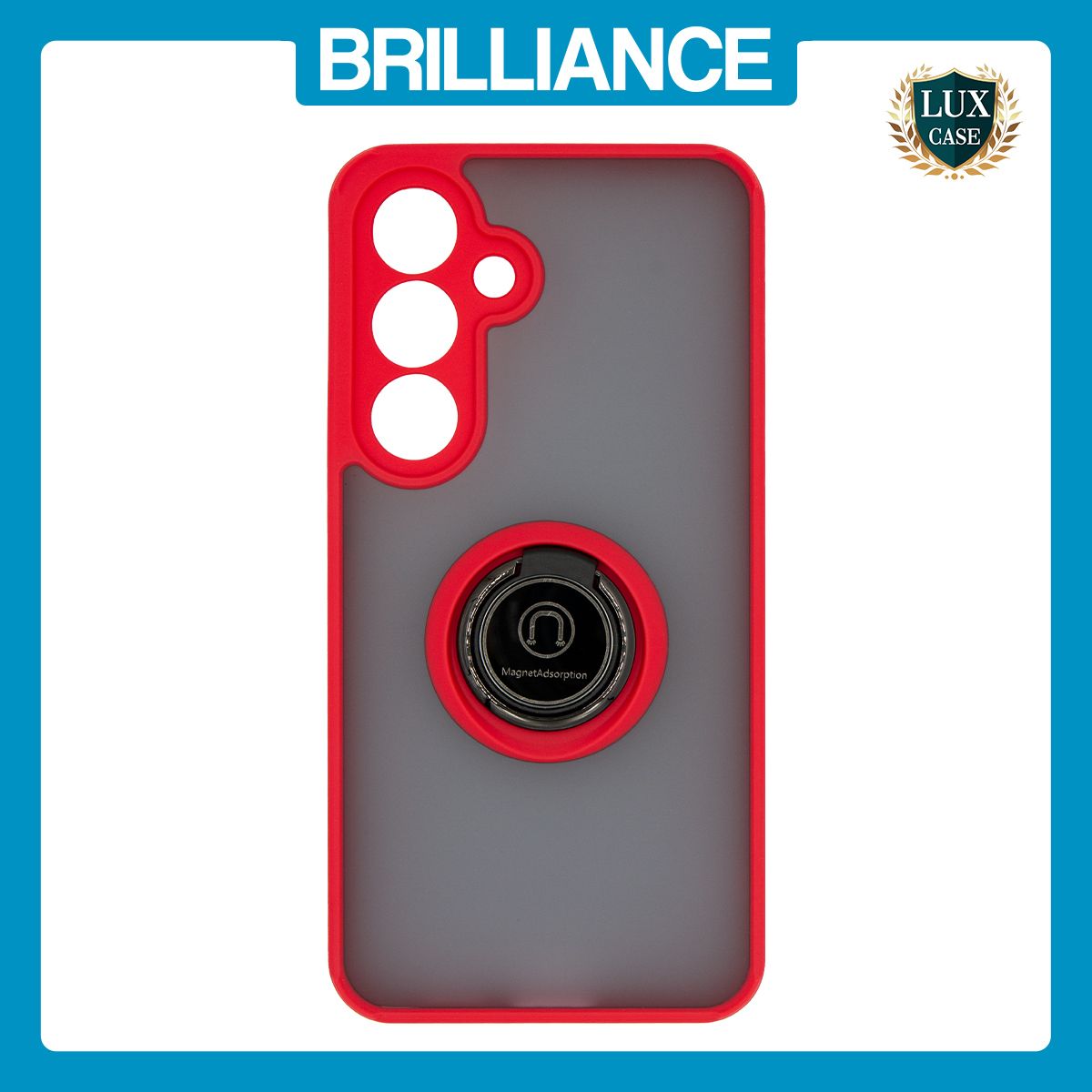 Brilliance LUX Samsung S25 Plus Hybrid Shell Anti-shock Ring Kickstand TPU Matte Case Red