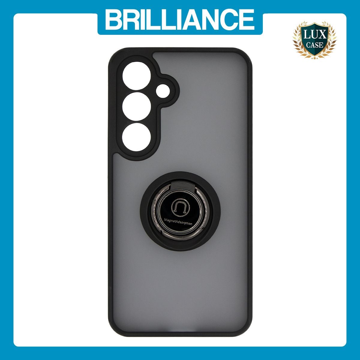Brilliance LUX Samsung S25 Plus Hybrid Shell Anti-shock Ring Kickstand TPU Matte Case Black