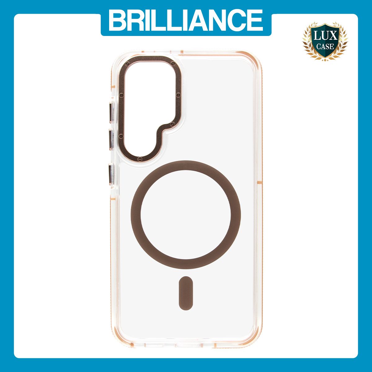 Brilliance LUX Samsung S25 Plus Clear Magnetic Hybrid TPU + Acrylic Phone Case Brown