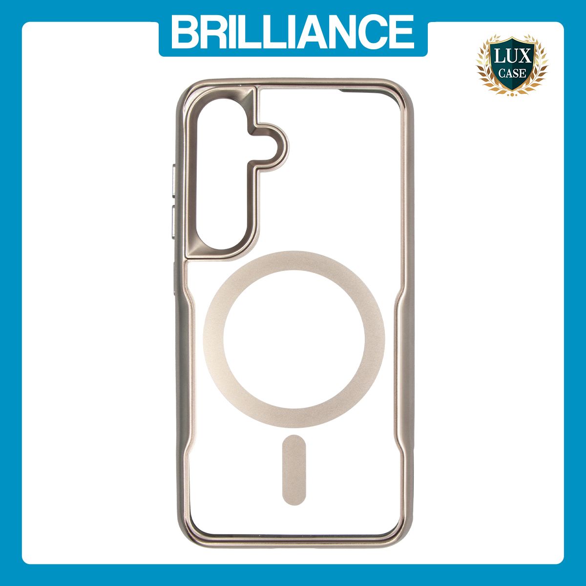 Brilliance LUX Samsung S25 Plus Chrome-Plated Magnetic Clear TPU + Acrylic Phone Case Gray Titanium
