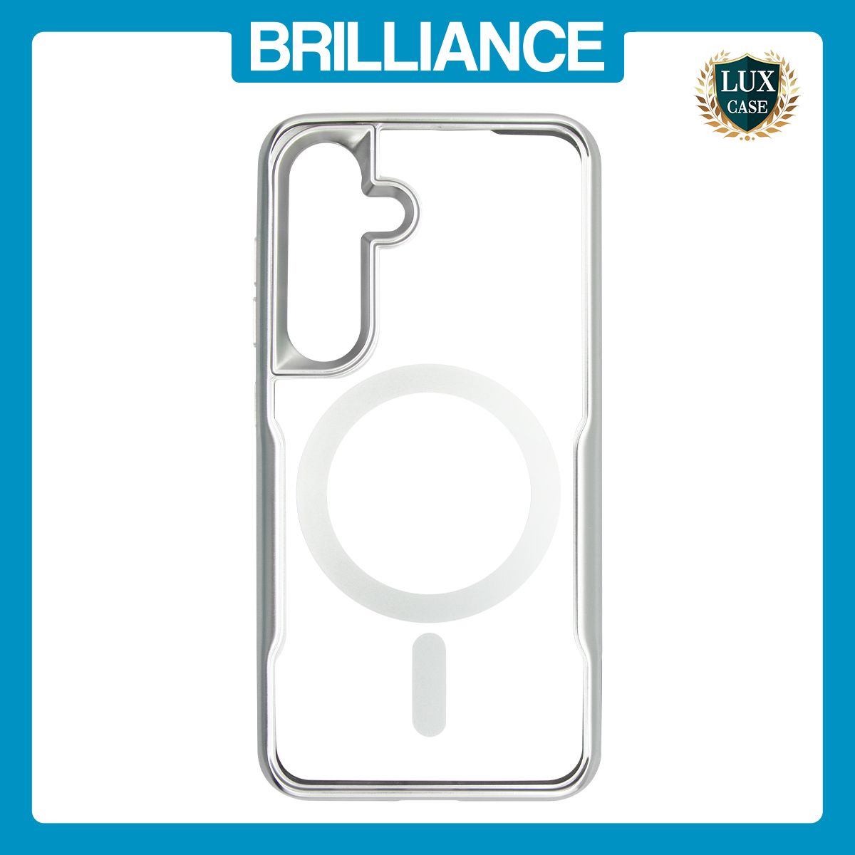 Brilliance LUX Samsung S25 Plus Chrome-Plated Magnetic Clear TPU + Acrylic Phone Case Silver Titanium