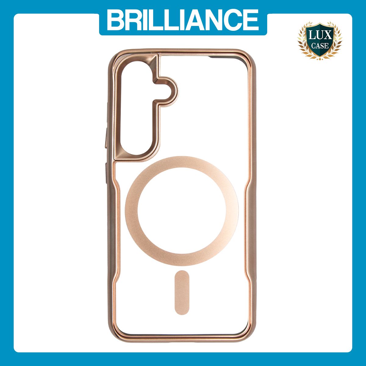 Brilliance LUX Samsung S25 Plus Chrome-Plated Magnetic Clear TPU + Acrylic Phone Case Gold Titanium