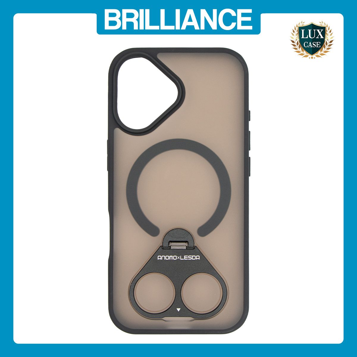 Brilliance LUX Samsung S25 Plus Anti-shock Magnetic Matte Clear TPU + Acrylic Kickstand Phone Case Black
