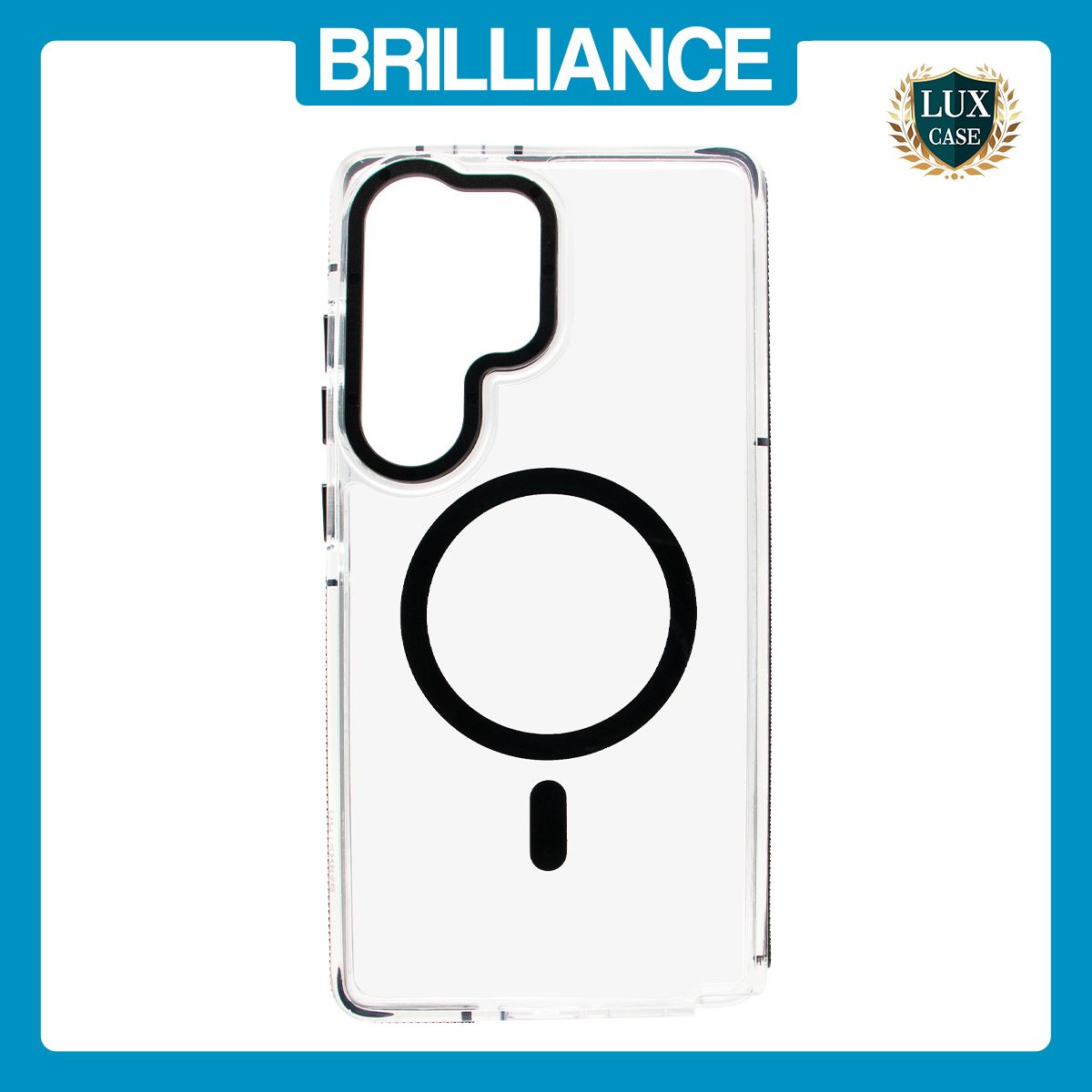 Brilliance LUX Samsung S25 Ultra Clear Magnetic Hybrid TPU + Acrylic Phone Case Black