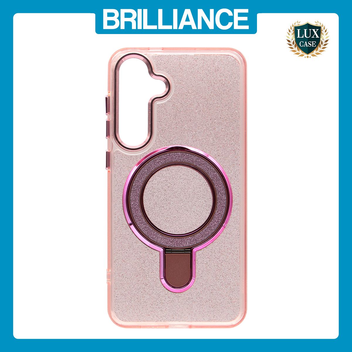 Brilliance LUX Samsung S25 Ultra Glitter Sparkle Magnetic Clear TPU + Acrylic with Kickstand Phone Case Pink