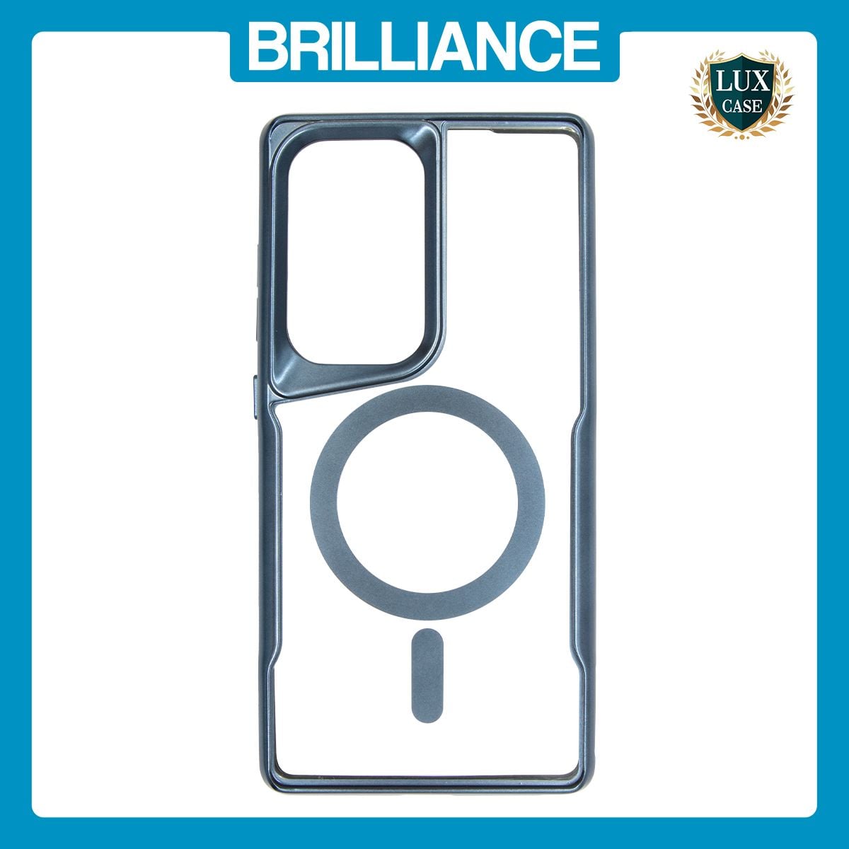 Brilliance LUX Samsung S25 Ultra Chrome-Plated Magnetic Clear TPU + Acrylic Phone Case Blue Titanium