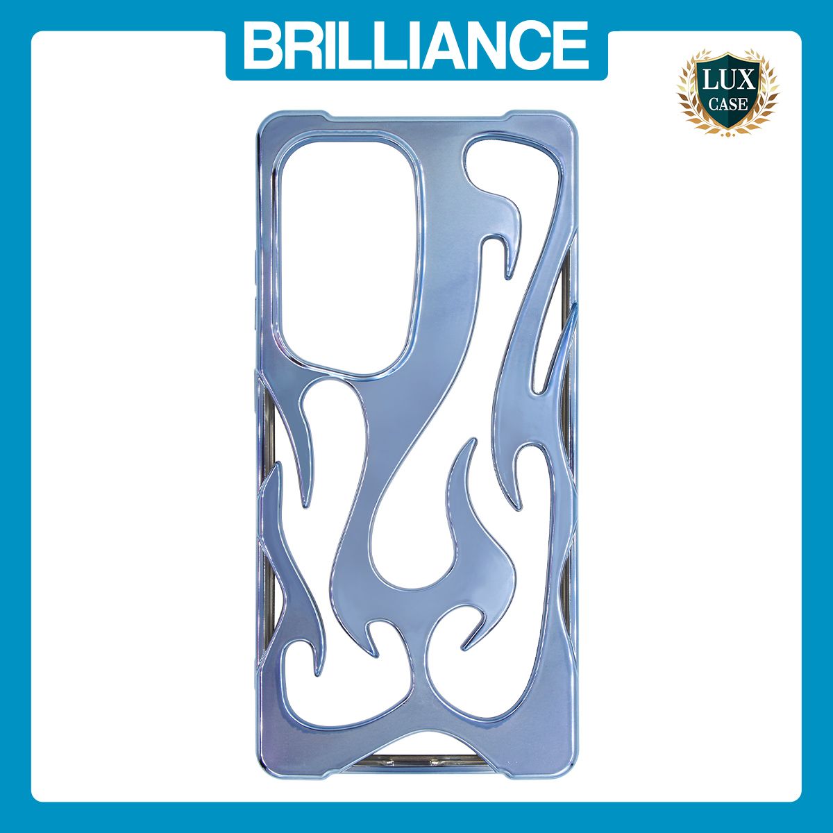 Brilliance LUX Samsung S25 Ultra Flame Design Soft TPU Chrome-Plated Openwork Phone Case Blue