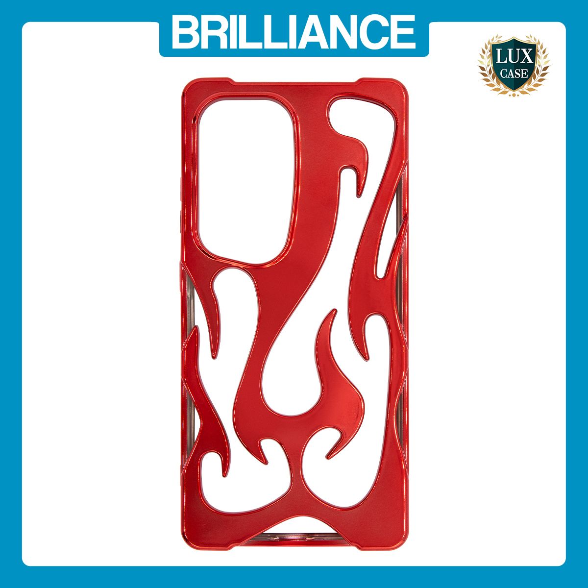 Brilliance LUX Samsung S25 Ultra Flame Design Soft TPU Chrome-Plated Openwork Phone Case Red