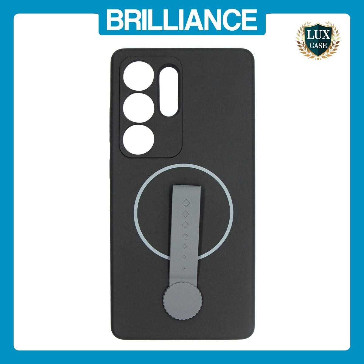 Brilliance LUX Samsung S25 Ultra Silicone with BackSide 360Ã‚Â° Rotating Wrist Strap Magnetic Phone Case Black