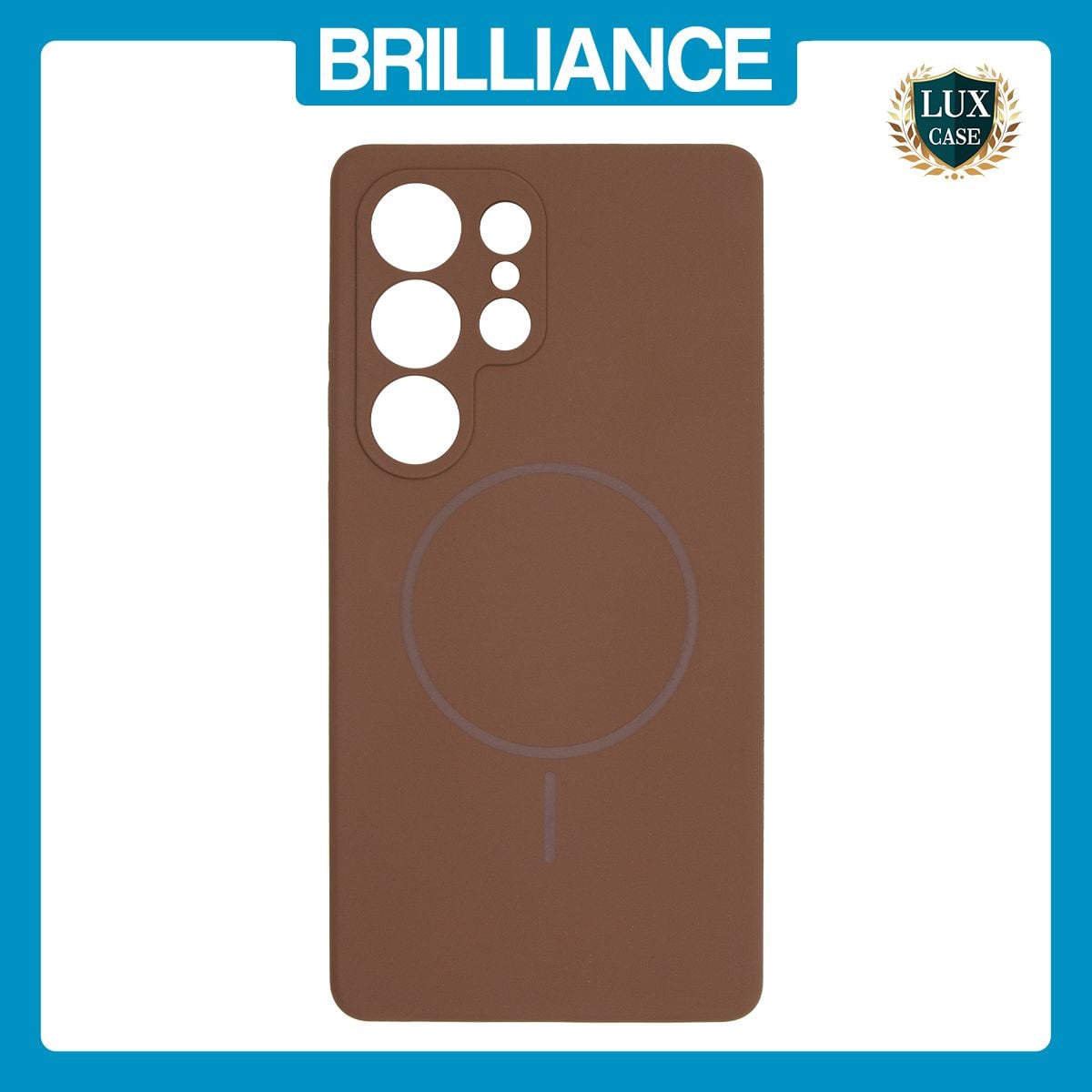 Brilliance LUX Samsung S25 Ultra Magnetic Solid Silicone with Open-Area Camera Cutout Phone Case Brown