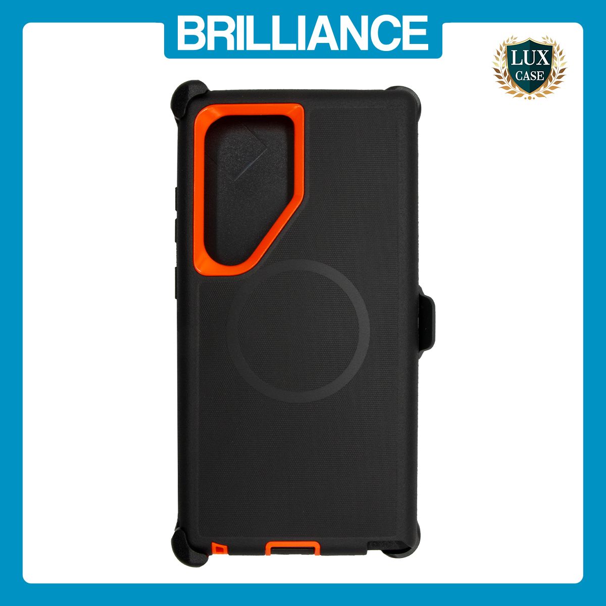 Brilliance HEAVY DUTY Samsung S25 Ultra (Pro Series) + Magnetic Case Black + Orange