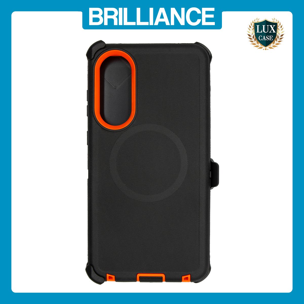 Brilliance HEAVY DUTY Samsung S25 FE (Pro Series) + Magnetic Case Black + Orange