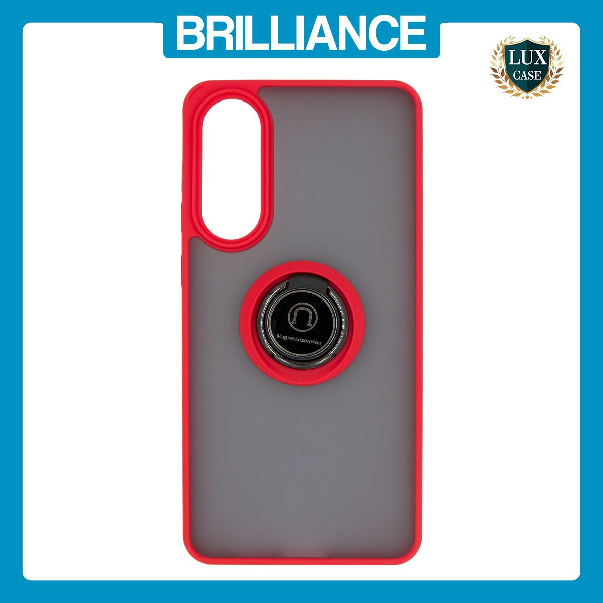 Brilliance LUX Samsung S25 Edge Hybrid Shell Anti-shock Ring Kickstand TPU Matte Case Red