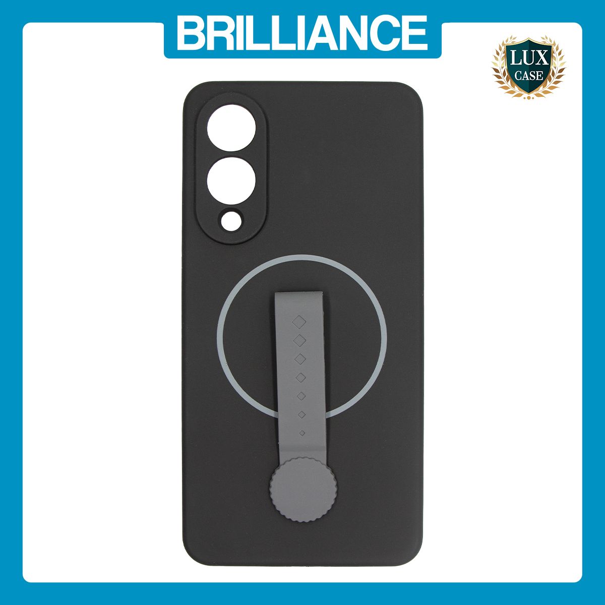 Brilliance LUX Samsung S25 Edge Silicone with BackSide 360° Rotating Wrist Strap Magnetic Phone Case Black