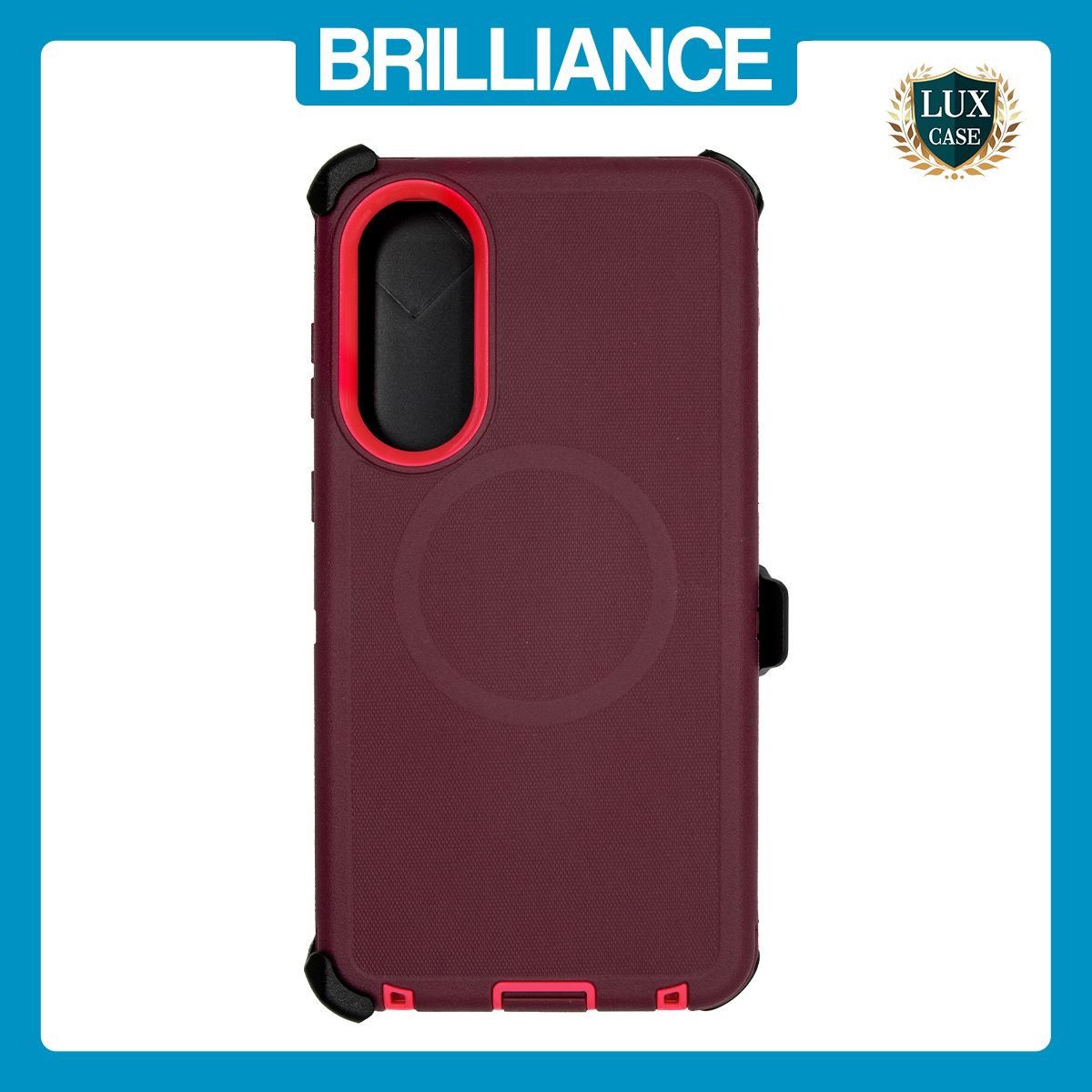 Brilliance HEAVY DUTY Samsung S25 Edge (Pro Series) + Magnetic Case Dark Red
