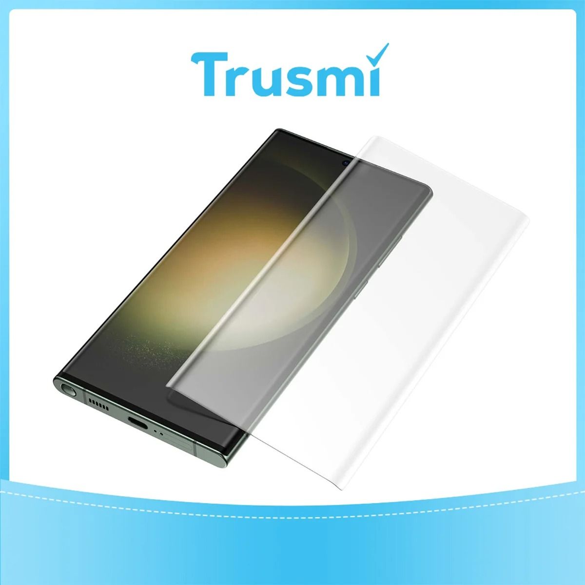 TRUSMI Samsung S20 Plus Full Adhesive Curved Tempered Glass Retail Packing (Functioning Fingerprint)