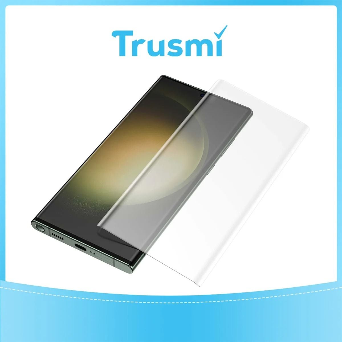 TRUSMI Samsung S10 Plus Full Adhesive Curved Tempered Glass Retail Packing (Functioning Fingerprint)