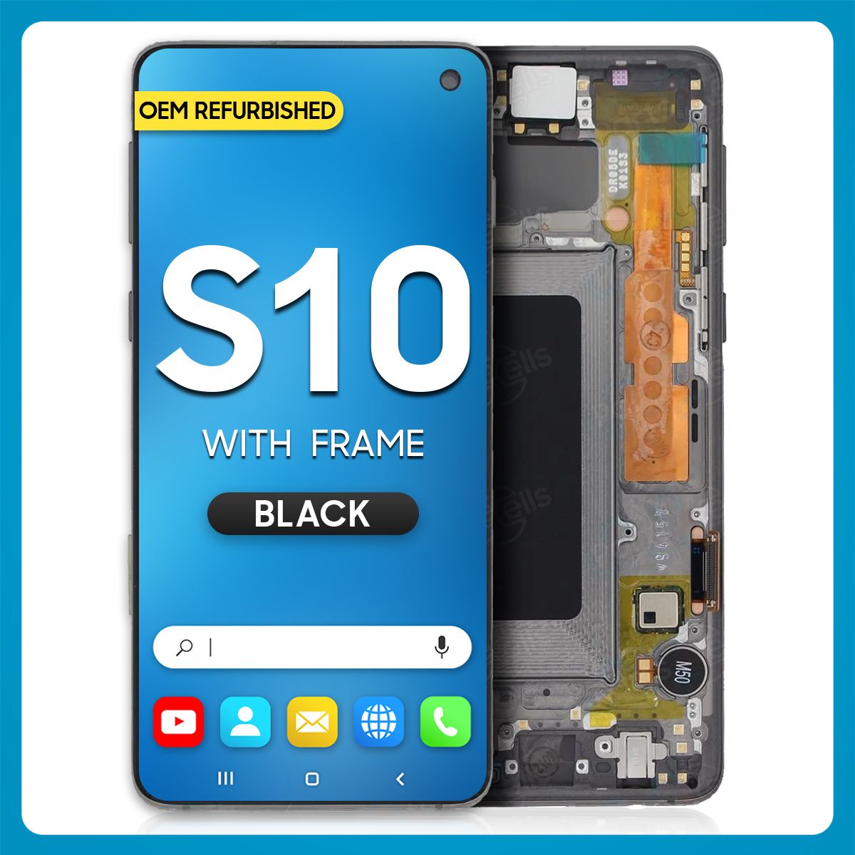 Samsung S10 LCD with Touch + Frame Black (Refurbished)