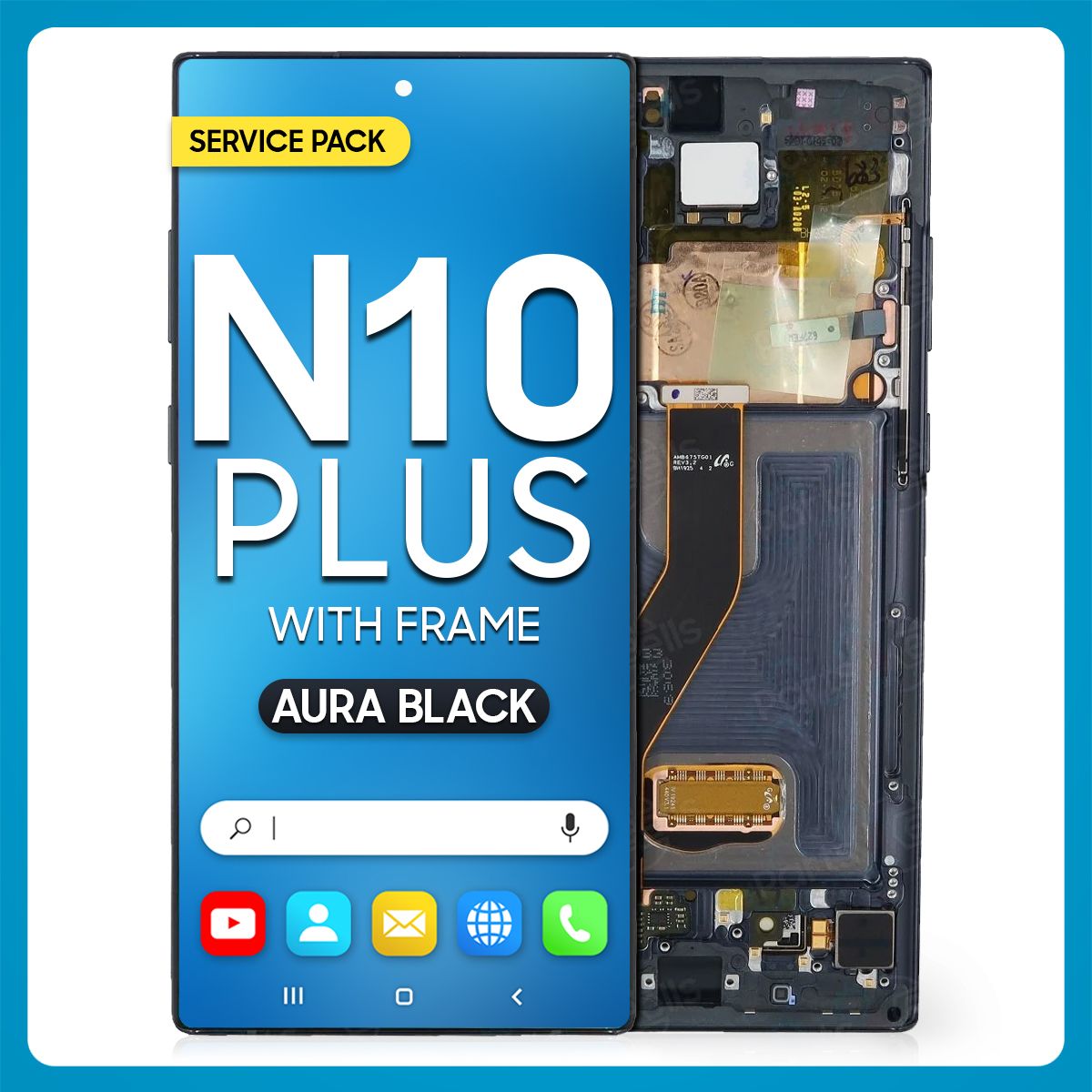 Samsung Note 10 Plus LCD With Touch + Frame Aura Black Service Pack