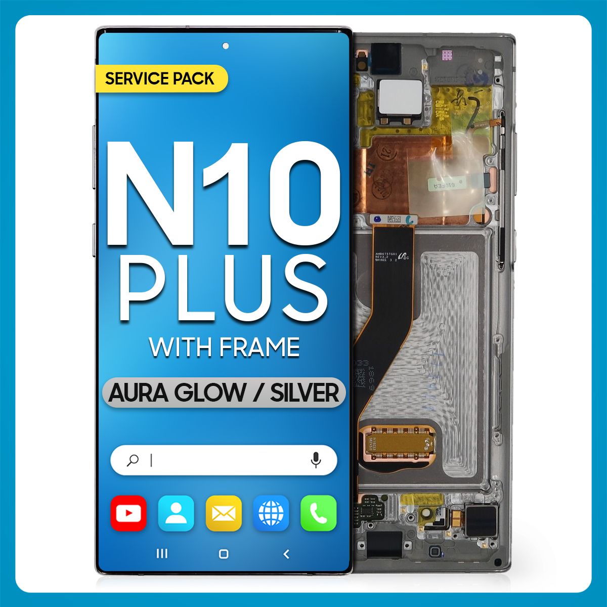 Samsung Note 10 Plus LCD With Touch + Frame Aura Glow / Silver Service Pack