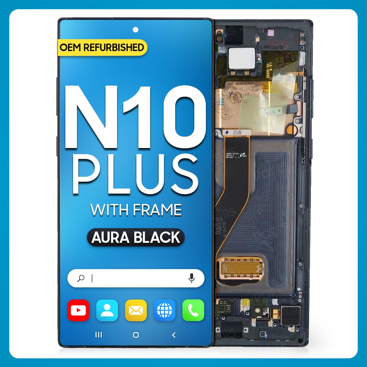 Samsung Note 10 Plus LCD With Touch + Frame Aura Black (Refurbished)