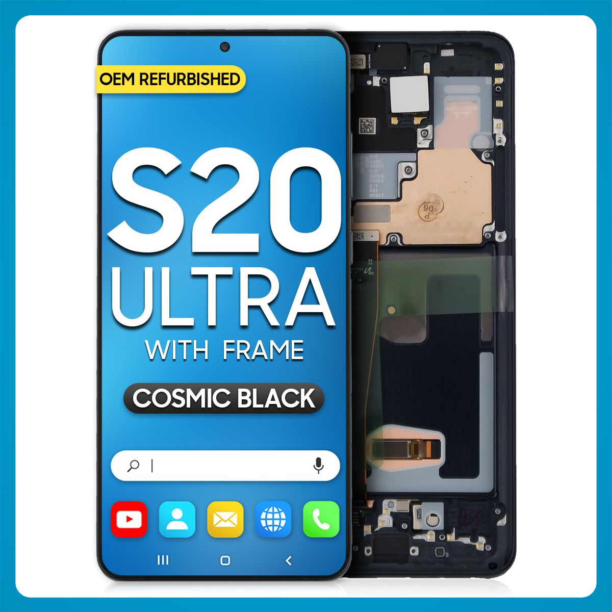 Samsung S20 Ultra 5G LCD with Touch + Frame Cosmic Black (Refurbished)