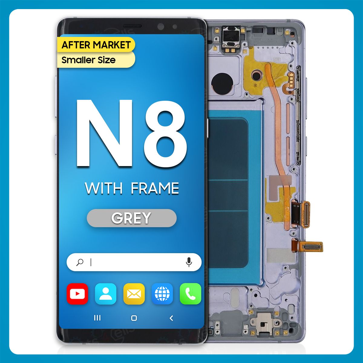 Samsung Note 8 LCD With Touch + Frame After Market Grey (Smaller Size)
