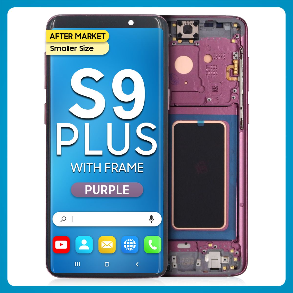Samsung S9 Plus LCD with Touch + Frame After Market Purple (Smaller Size)