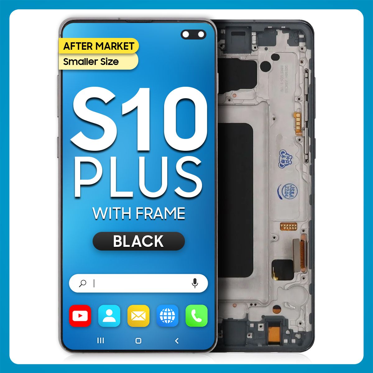 Samsung S10 Plus LCD With Touch + Frame After Market Incell Black (Smaller Size)