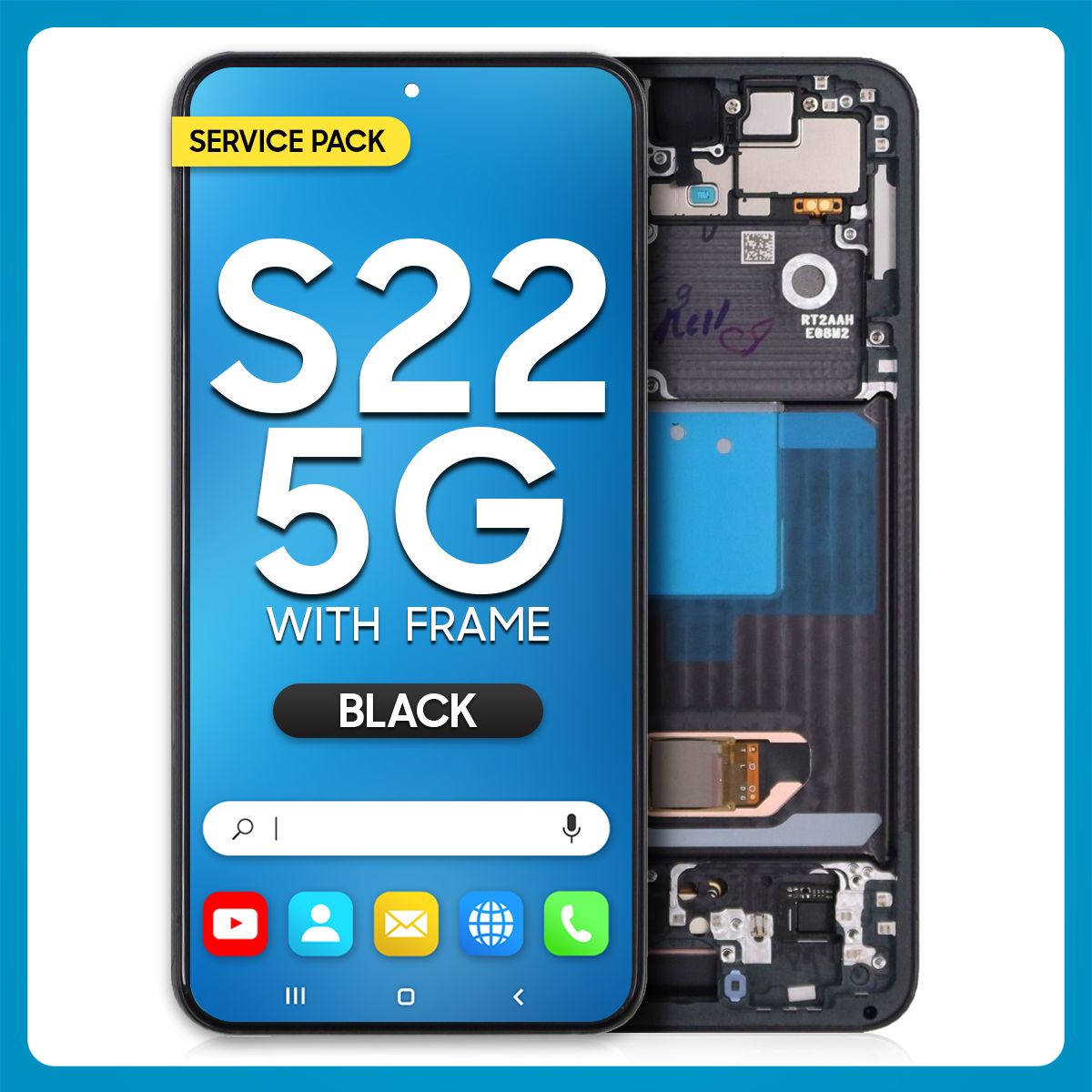 Samsung S22 5G LCD with Touch + Frame Phantom Black SERVICE PACK