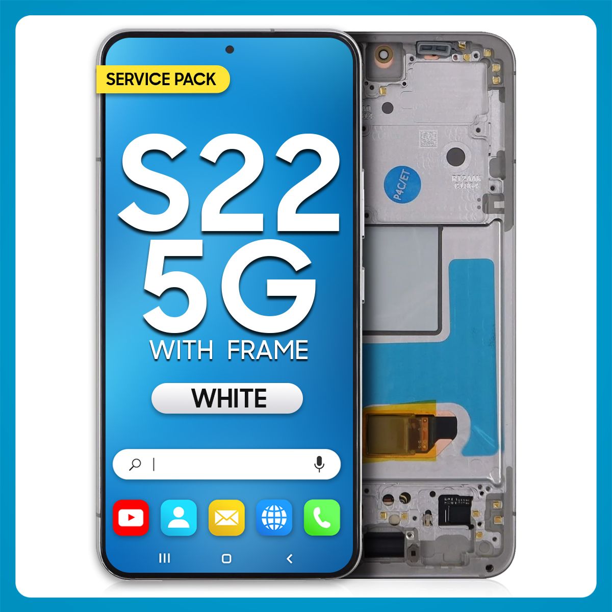 Samsung S22 5G LCD with Touch + Frame Phantom White SERVICE PACK