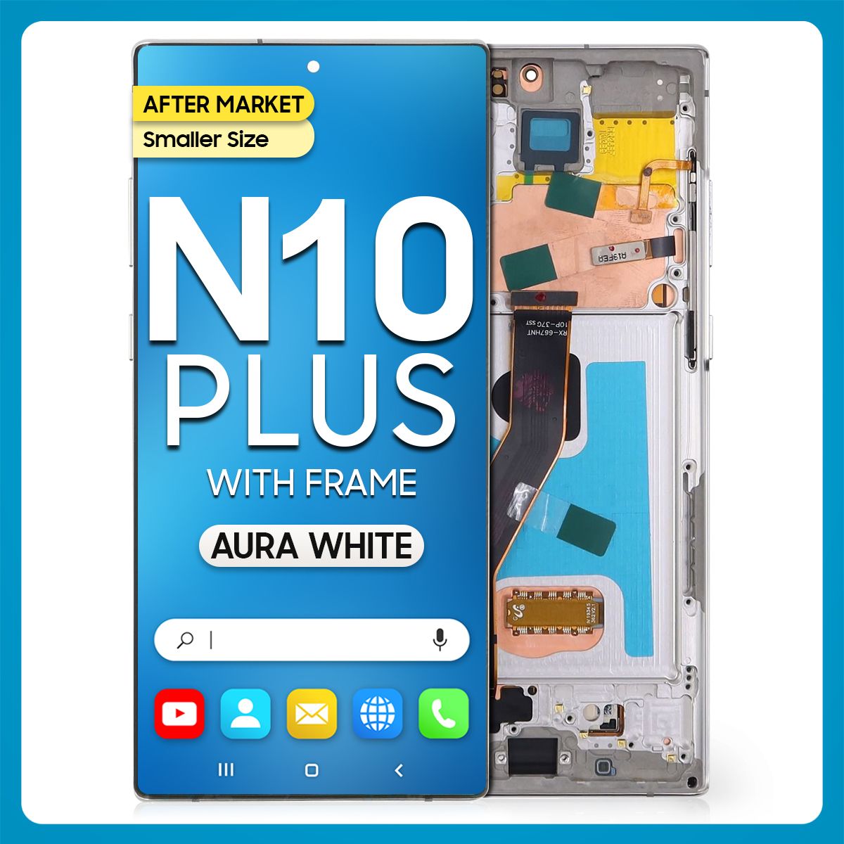 Samsung Note 10 Plus LCD With Touch + Frame After Market Aura White (Smaller Size)