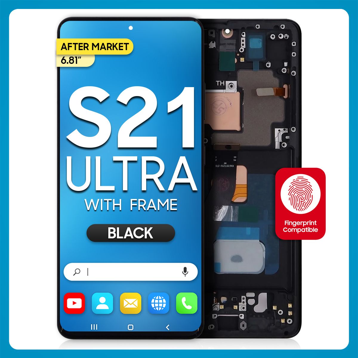 Samsung S21 Ultra 5G LCD with Touch + Frame After Market Phantom Black (BIG SIZE) 6.81'