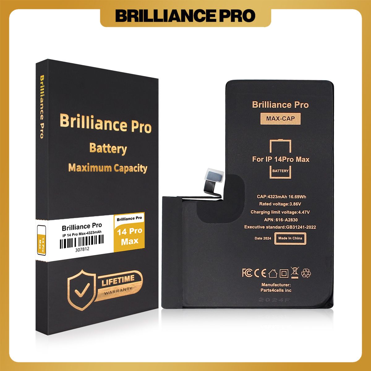 Brilliance Pro iPhone 14 Pro Max Battery (4700mAh) Maximum Capacity