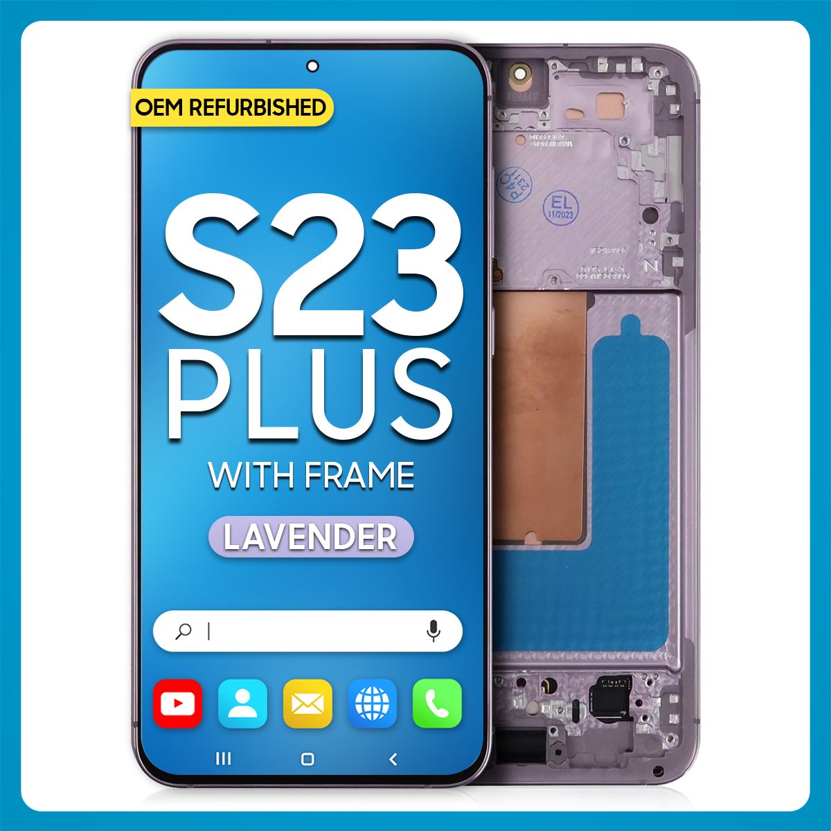 Samsung S23 Plus 5G LCD with Touch + Frame Lavender (Refurbished)