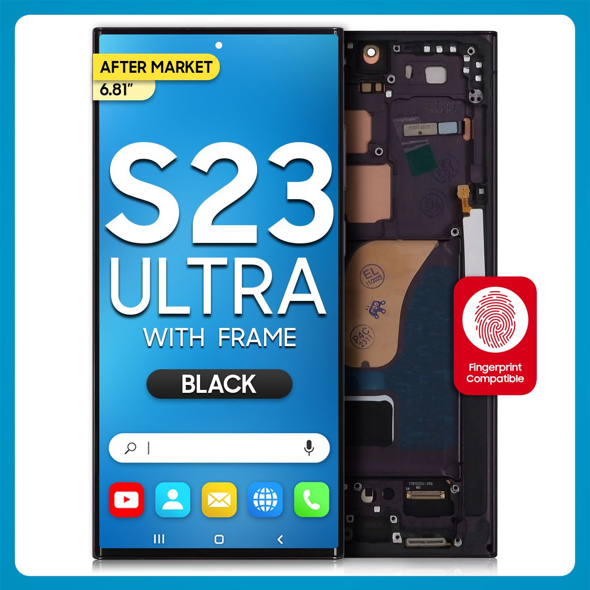 Samsung S23 Ultra 5G LCD with Touch + Frame After Market Phantom Black (BIG SIZE ) 6.81'