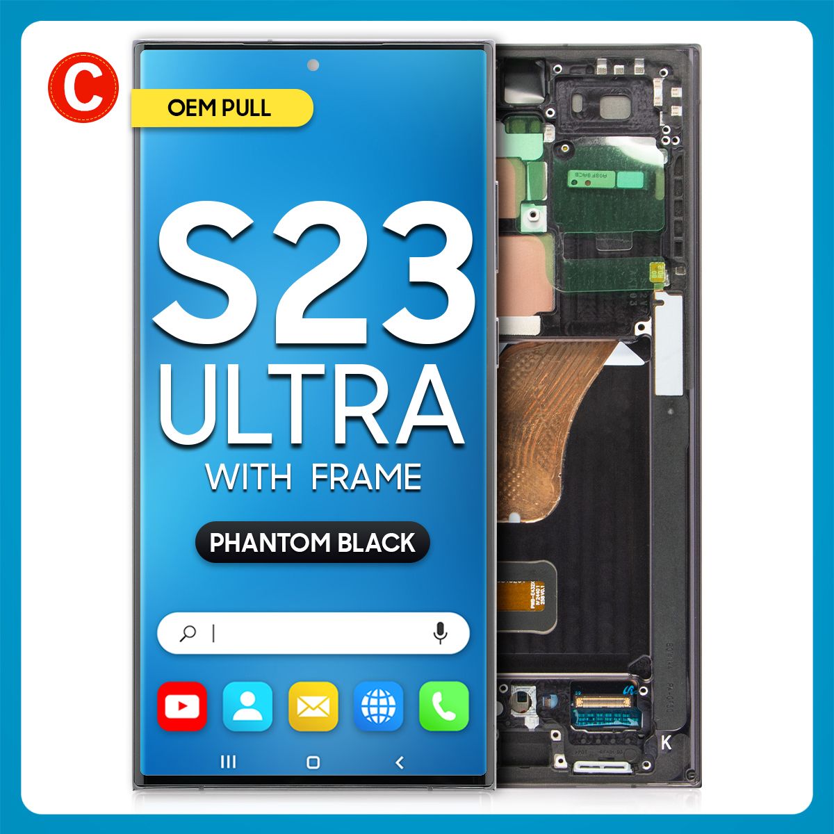 Samsung S23 Ultra 5G LCD with Touch + Frame Phantom Black C Grade (OEM PULL)