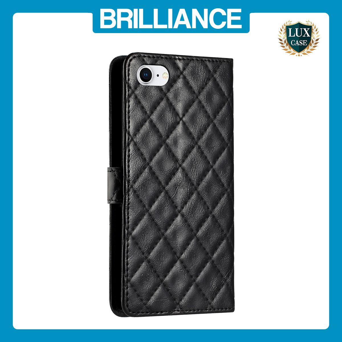 Brilliance LUX iPhone 6/7/8 Flip PU Leather Wallet 3D Print Rhombus Case Black