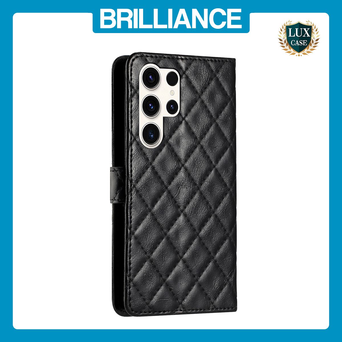 Brilliance LUX Samsung S24 Ultra Flip PU Leather Wallet 3D Print Rhombus Case Black