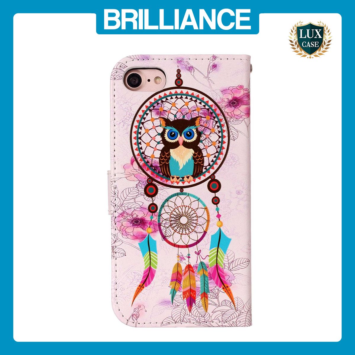 Brilliance LUX iPhone 6P/7P/8P Flip PU Leather Wallet 3D Print Owl design Case