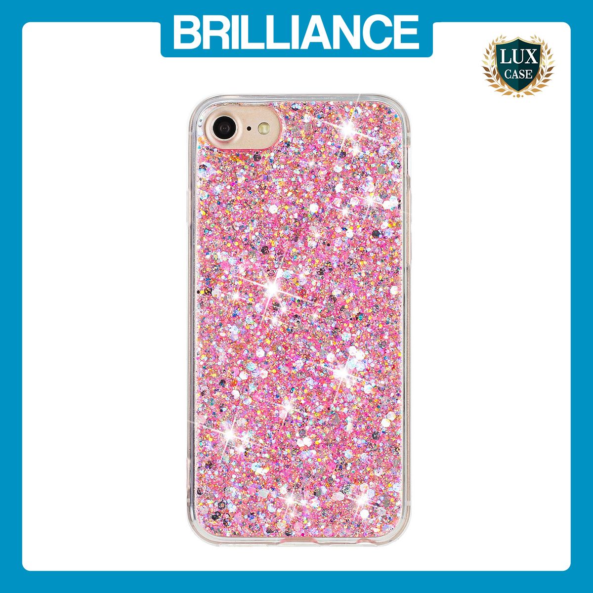 Brilliance LUX iPhone 6/7/8 Big Hole TPU Star Glitter Crystal Clear Case Pink
