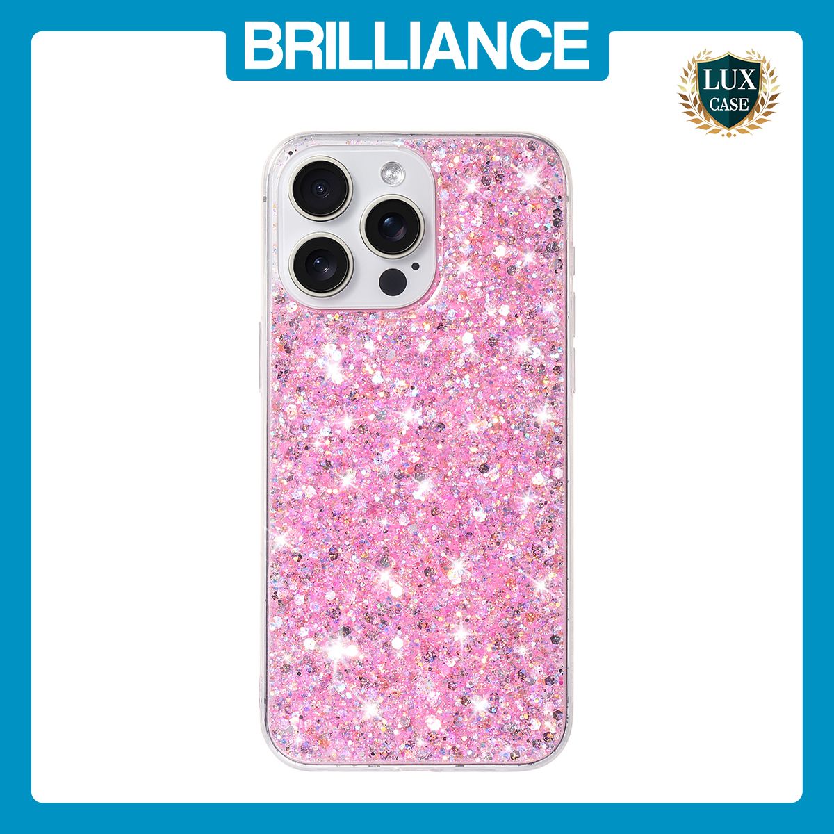 Brilliance LUX iPhone 15 Pro Big Hole TPU Star Glitter Crystal Clear Case Pink