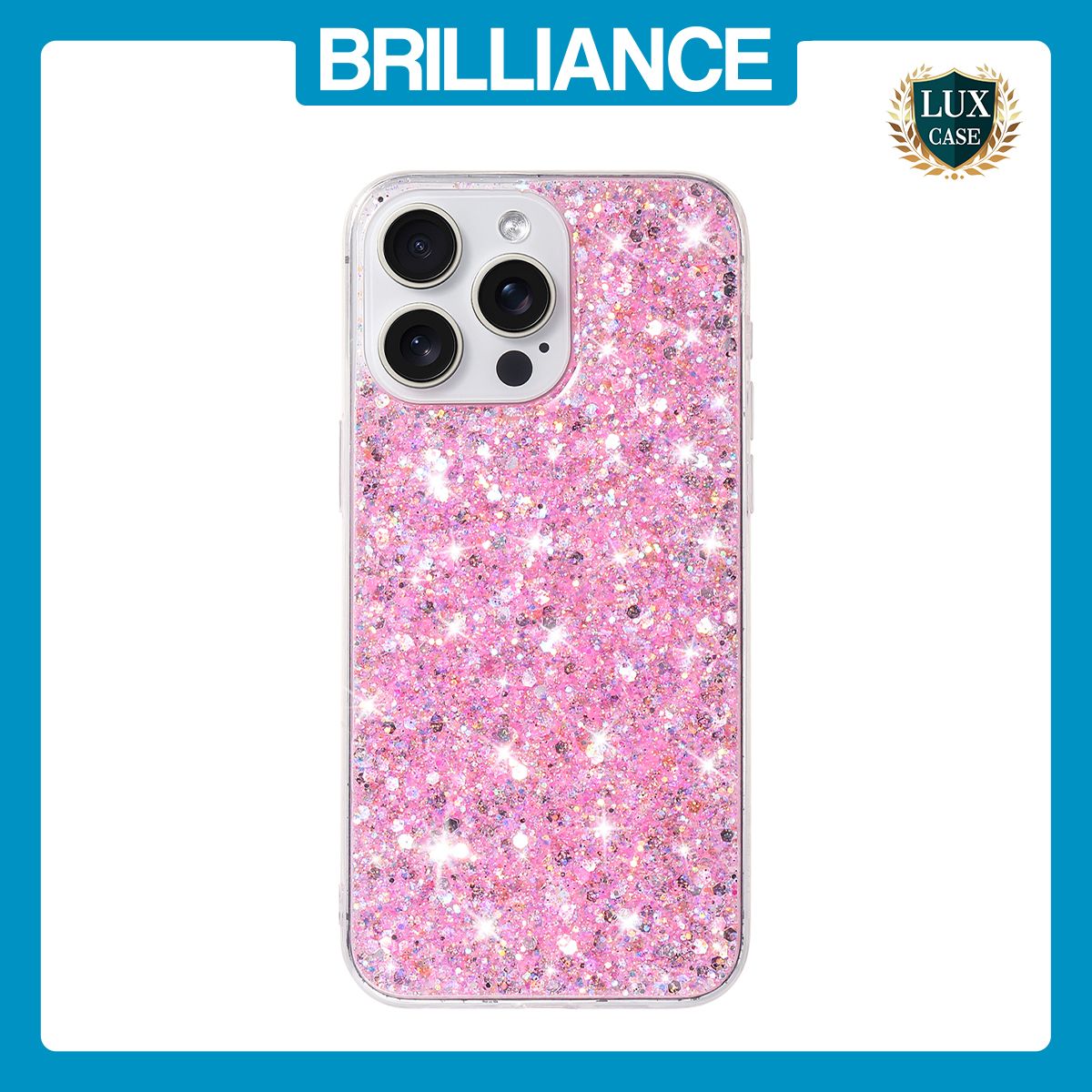 Brilliance LUX iPhone 15 Pro Max Big Hole TPU Star Glitter Crystal Clear Case Pink