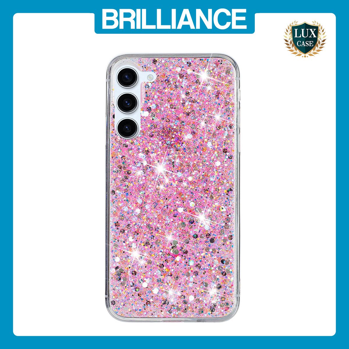 Brilliance LUX Samsung S23 Plus Big Hole TPU Star Glitter Crystal Clear Case Pink