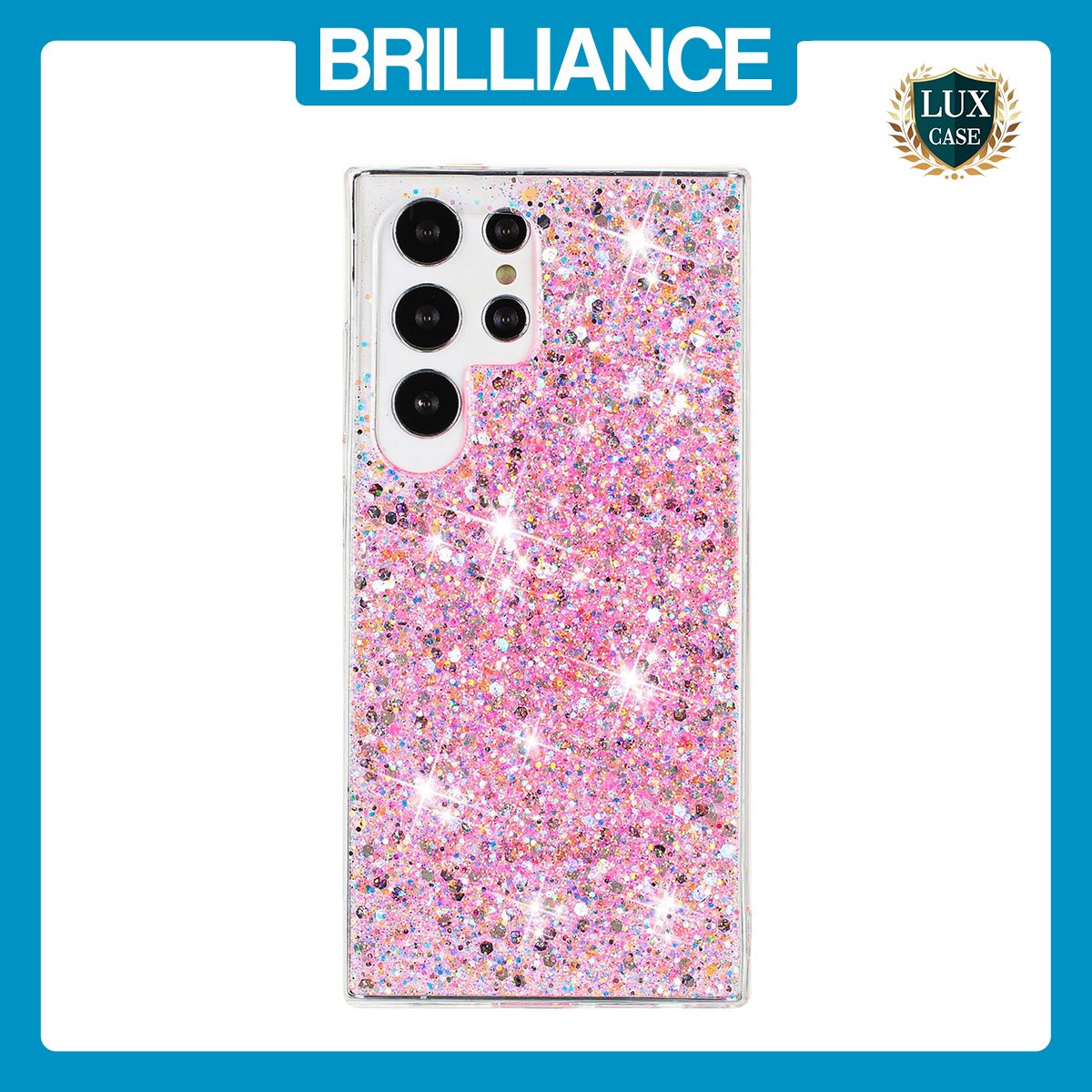 Brilliance LUX Samsung S24 Ultra Big Hole TPU Star Glitter Crystal Clear Case Pink