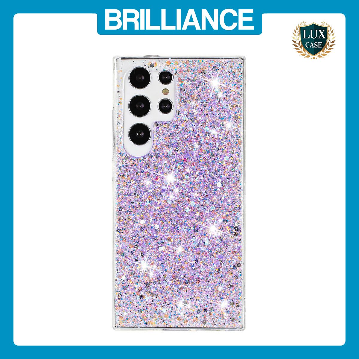 Brilliance LUX Samsung S23 Ultra Big Hole TPU Star Glitter Crystal Clear Case Purple