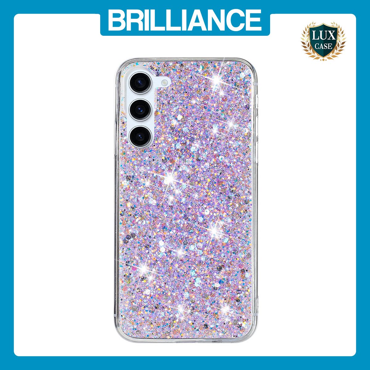 Brilliance LUX Samsung S24 Big Hole TPU Star Glitter Crystal Clear Case Purple